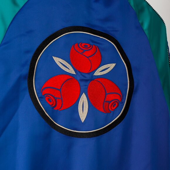 Opening Ceremony Reversible Blue & Black Embroidered Bomber Jacket - Picture 10 of 16